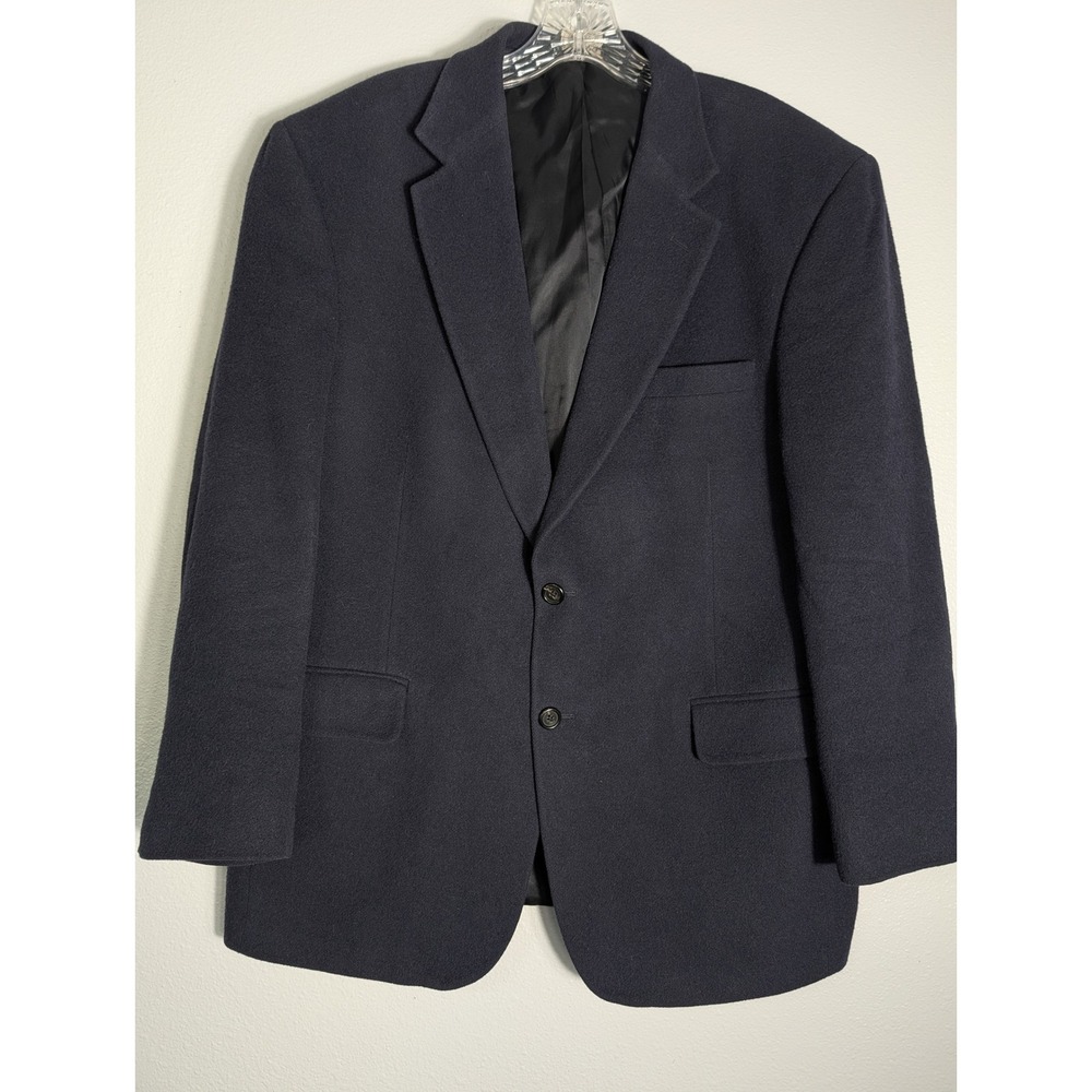 Vtg Jos A Bank Men Navy Blue 100% Camel Hair Blazer Sport Coat Size 42 Short 434